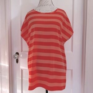 Gap Extended Short Sleeve Orange Striped Tunic Blouse